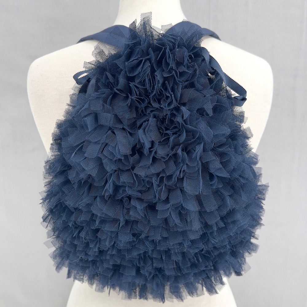 J Crew Crewcuts Tulle Ruffle Drawstring Backpack Navy Blue Whimsical Fairycore